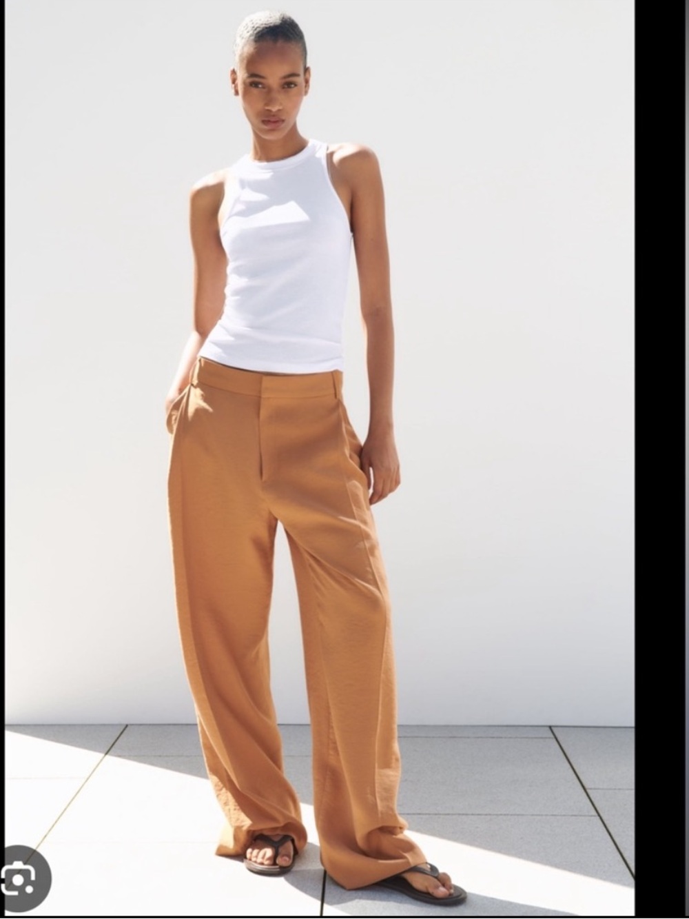 Wide Leg High-Rise Pants in Camel